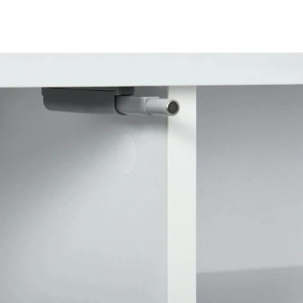 White mounting hardware underside for a floating TV cabinet