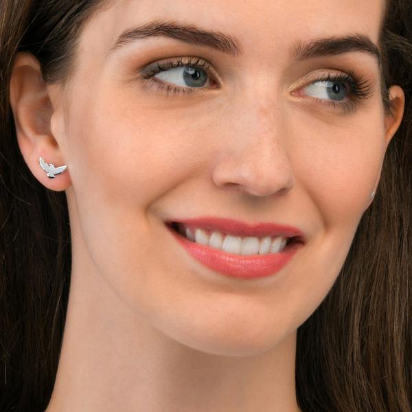namana 925 Sterling Silver Fun Bird Shaped Small Stud Earrings for Women