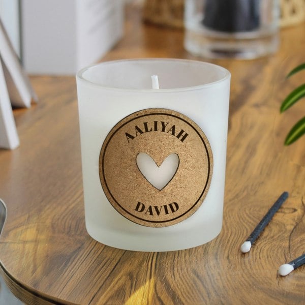 Personalised Memento Company Personalised Heart Cork Label Candle Jar
