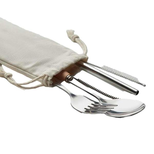 MidOcean Custa Set Stainless Steel Cutlery Set (Pack of 5) - Beige/Steel - 