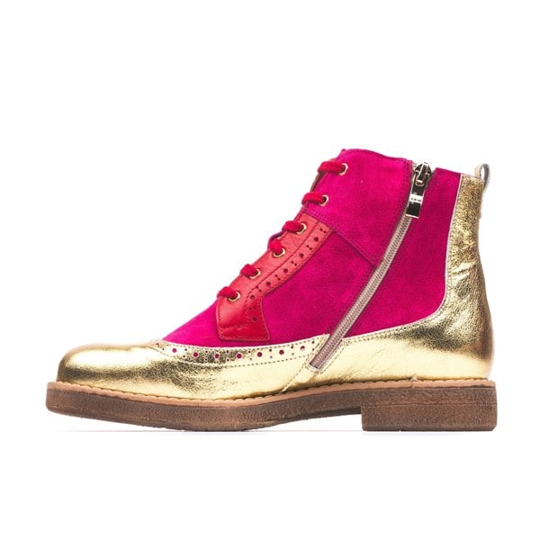 Embassy London Hatter - Ultra Glam - Women's higher ankle boot in red, pink and golden leather