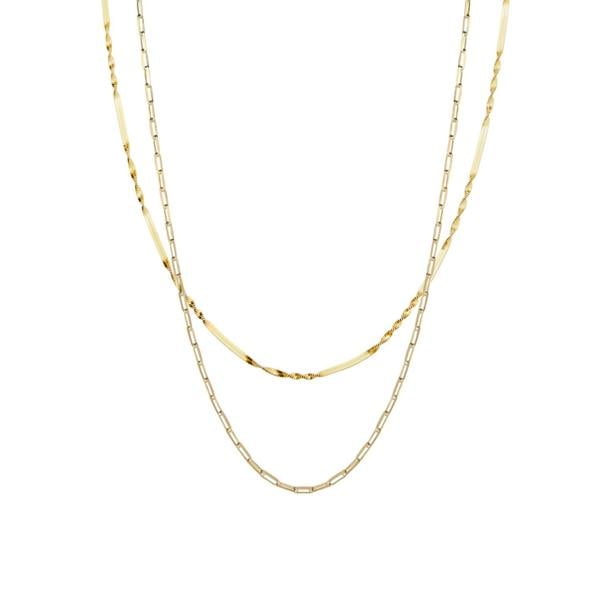 Spero London Semi Twisted and Paperclip Chain Sterling Silver Layering Necklace Set