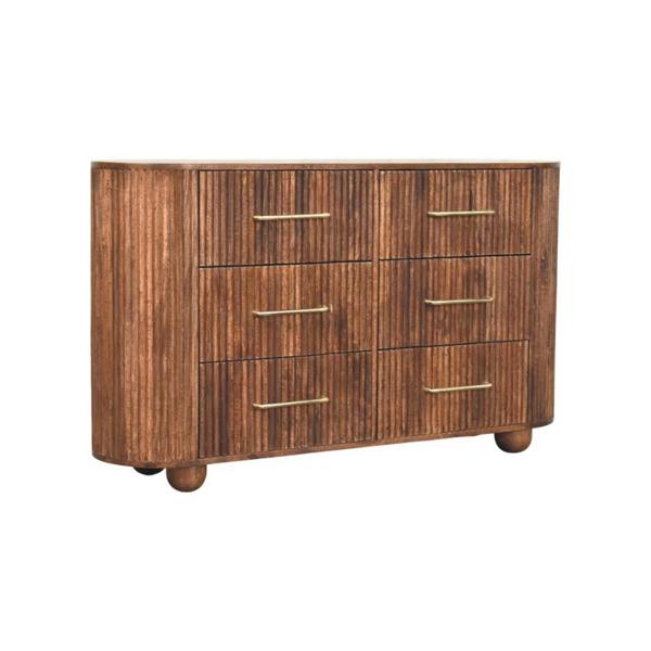 Artisan Furniture Solid Wood Ridgefront Chest – Roasted Almond, 3 Drawers, Brown