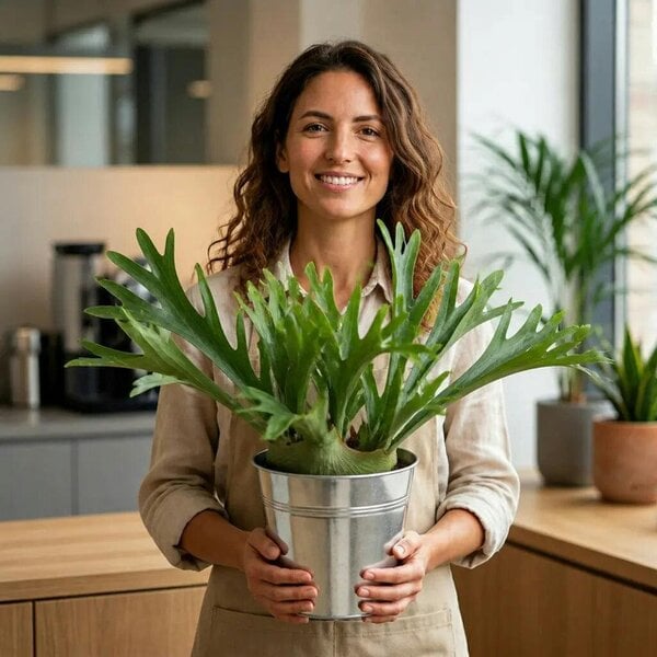 Platycerium Bifurcatum Staghorn Fern – Unique Antler-Shaped Foliage Indoor Houseplant