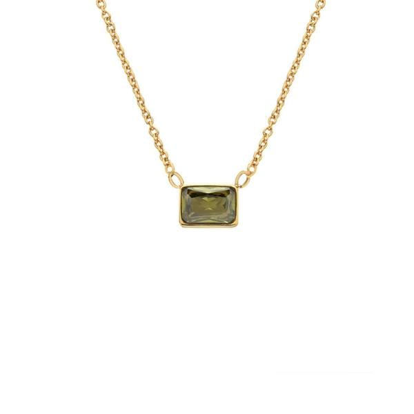 Say It With Emerald Cut Birthstone Necklace - Yellow Gold