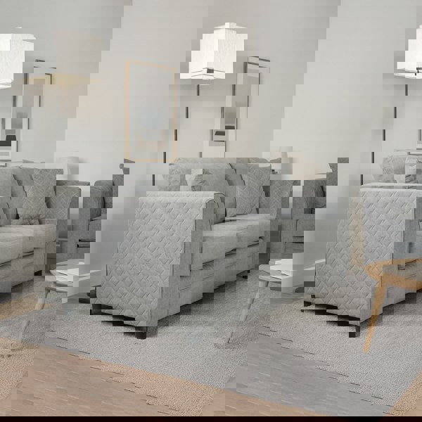 Furnishings For Less Quilted Full Fabric Chenille 3 Seater Sofa