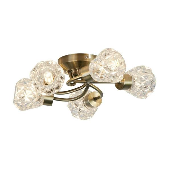 Pagazzi Lighting Dodo 5 Light Antique Brass Flush Ceiling Light