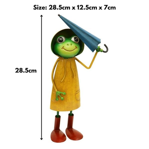 EDH Door Hardware Small Metal Yellow Soggy Froggy (28.5cm x 12.5cm x 7cm) – Quirky Handcrafted Frog Garden Ornament –  Metal Frog Statue for Outdoor