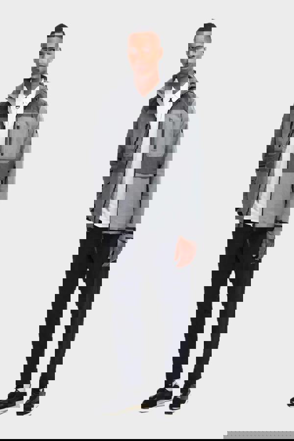 Barbour International Men's Chevin Waterproof Concealed Hood Rain Anorak Grey