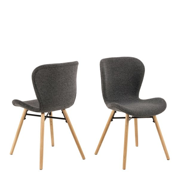 Furniture To Go Batilda Dining Chairs with Grey Fabric and Oak Set of 2