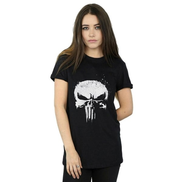Marvel Womens/Ladies The Punisher TV Skull Logo Cotton Boyfriend T-Shirt - Black