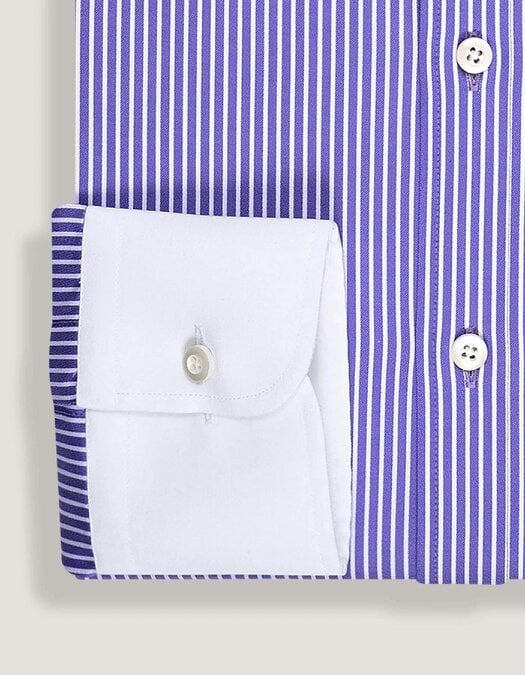 Brian Oak Men's Violet Stripe Shirt with Contrast Collar