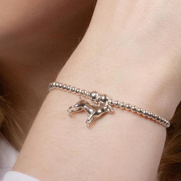 Mylee London English Bull Terrier Silver Ball Bead Bracelet - Personalised