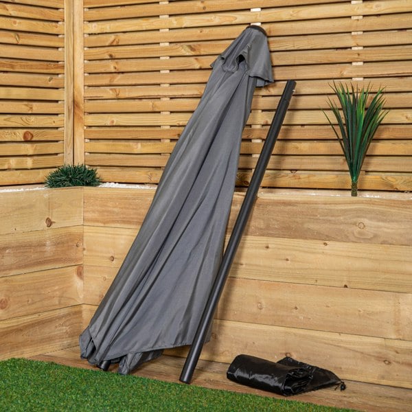 Samuel Alexander 2.7m Havana Garden Patio Parasol with Crank Handle and Cover in Grey