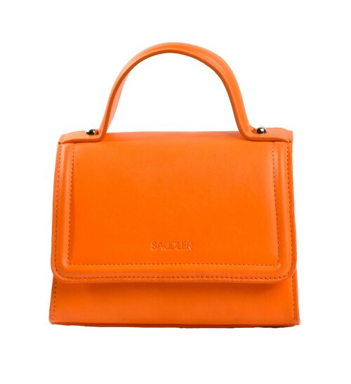 SADDLER  TINA Leather Flapover Handbag - Adjustable Strap, Phone Pocket, Crossbody or Handheld - RFID Protected - Orange