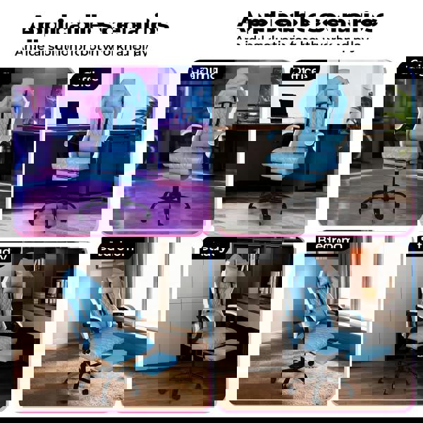 Levede Office Desk Chair PU Gaming Recliner Adjustable Height Swivel Blue