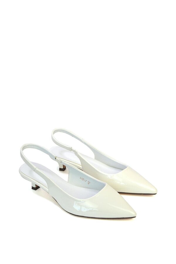 XY LONDON Pointed Toe Low Kitten Heel Slingback Pumps