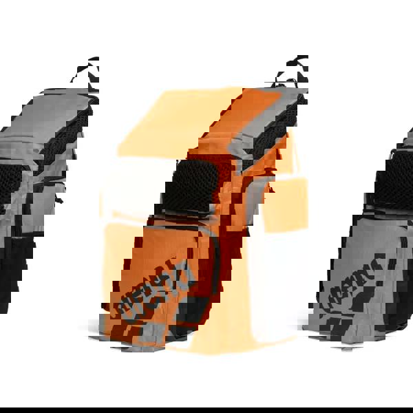 Orange and black Arena One Go Backpack 45L with wet dry mesh panels and laptop sleeve