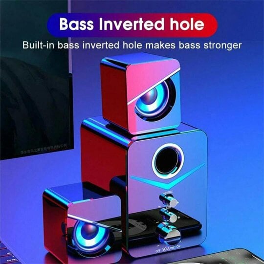 Havendro Computer Speakers Surround Sound System LED PC Gaming Bass USB Wired for Desktop
