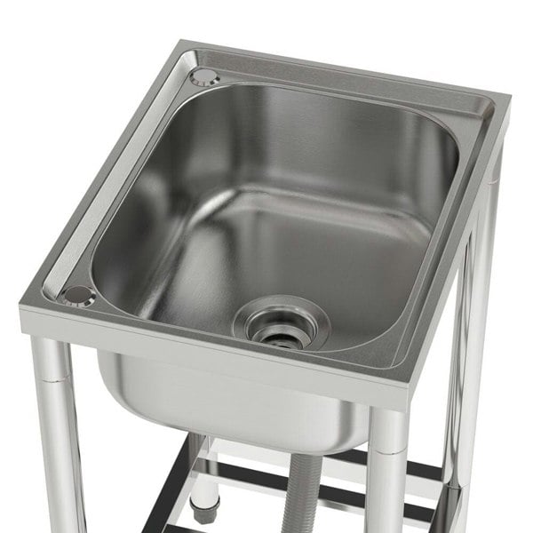 Stainless Steel One Compartment Commercial Kitchen Sink with Left Drainboard Kitchen Sinks Living and Home
