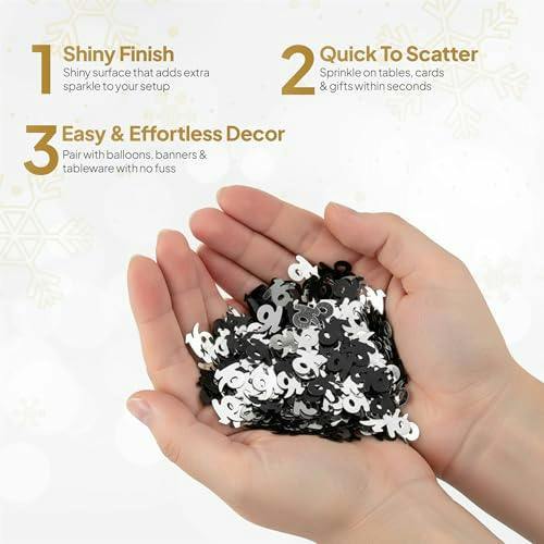 16th Birthday Black and Silver Metallic Confetti Table Decoration Pack, Available in 1, 2 or 4 Packs image 5