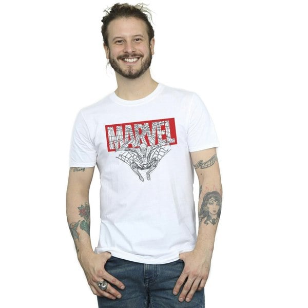 Marvel Mens Spider Man Logo Red T-Shirt - White