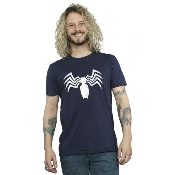 Marvel Mens Venom Spider Logo Emblem T-Shirt - Navy Blue