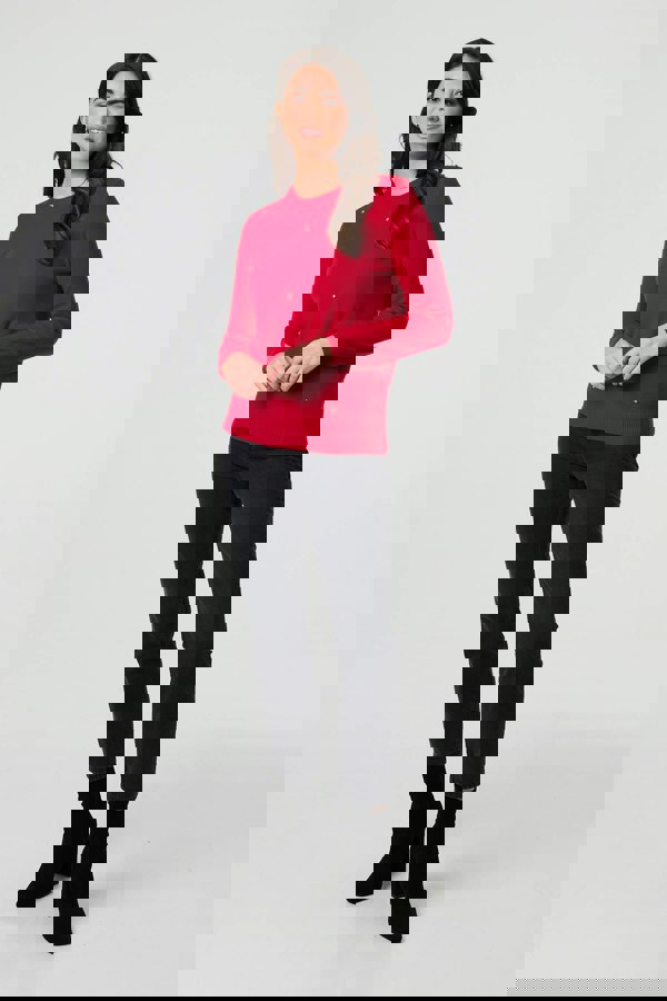 Red | Floral Gemstone Embellished Jumper
