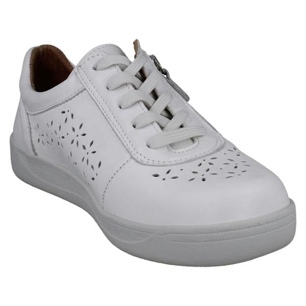 DB Shoes Ladies DB Shoes Floral Cut Out Leather Trainers Kaunas