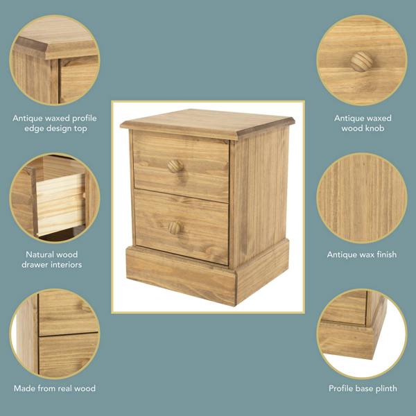Core Products Cotswold 2-Drawer Bedside Cabinet
