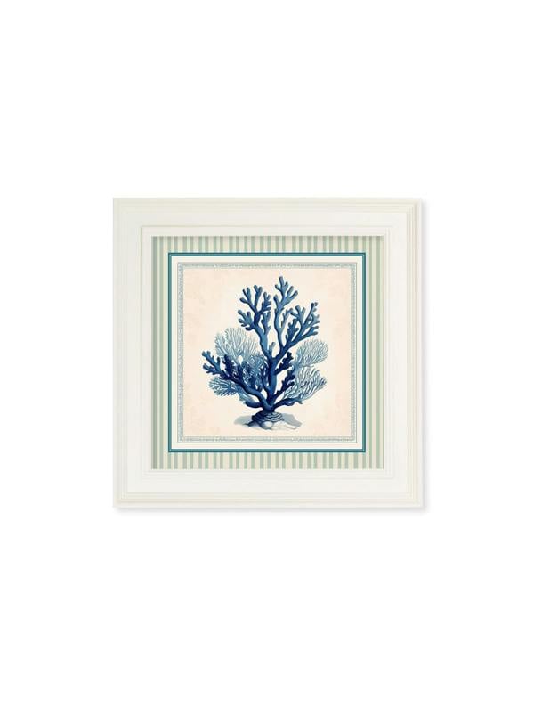 Exceptional Art Blue Sea Coral - Cream Hurstwood Square Frame