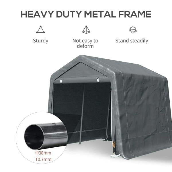 Heavy duty metal frame temporary shed with reinforced cylindrical corner connector