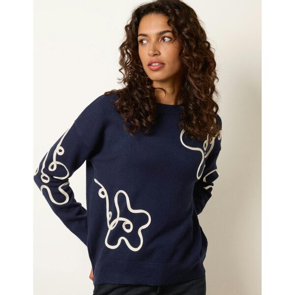 Blue Vanilla Floral Pattern Sweater