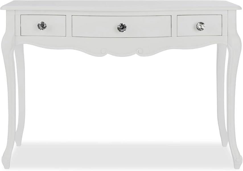 Statement Furniture Juliette Dressing Table Set with Trinket Mirror and Crystal Handles. French Vanity Table, Stool, Mirror with Storage