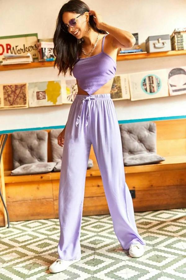 Hoxton Gal Belted Woven Viscose Palazzo Pants