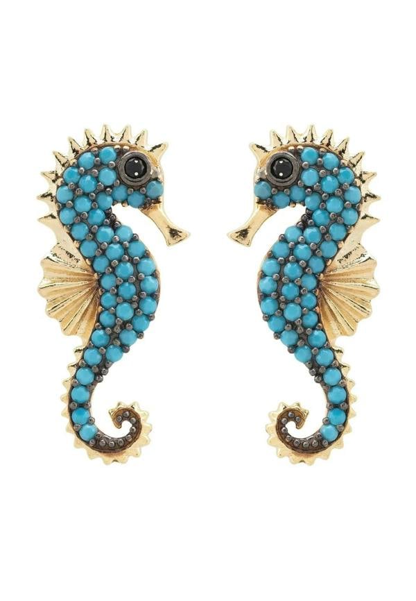 Seahorse Turquoise Earrings Gold - LATELITA Earrings