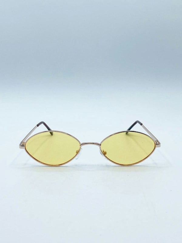 SVNX Metal Oval Frame Sunglasses with Orange Lenses