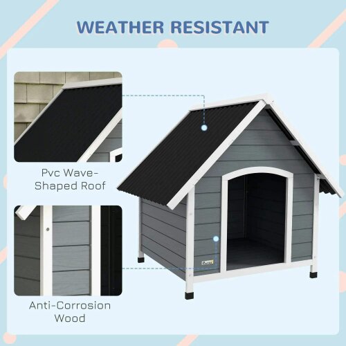 Bobobiy Outdoor Dog Kennel, Wooden Dog House, with Removable Floor, Anti-Corrosion Wood, for Large Dogs, 106.5H x 110W x 98Dcm