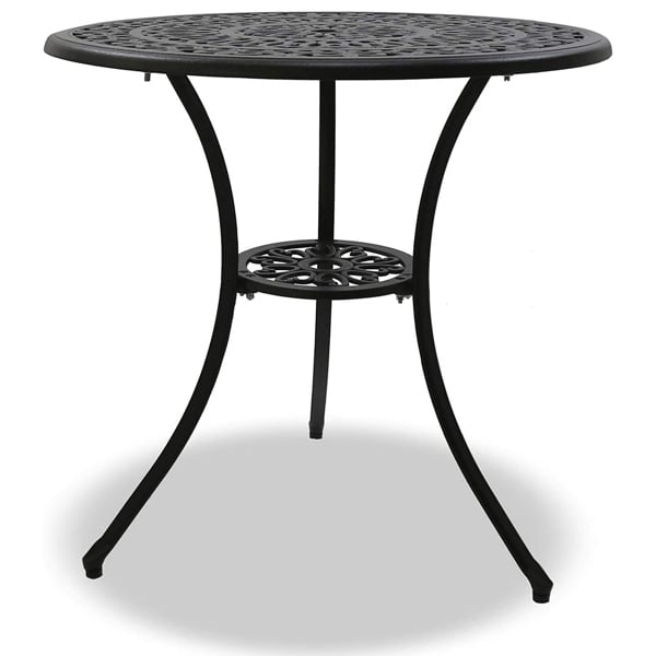 Centurion Supports POSITANO Luxurious Garden and Patio Table and 4 Large Chairs with Armrests Cast Aluminium Bistro Set - Black