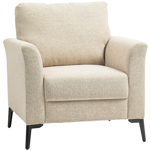 Wyld Haus Rapara Linen Look Beige Accent Armchair Black Legs