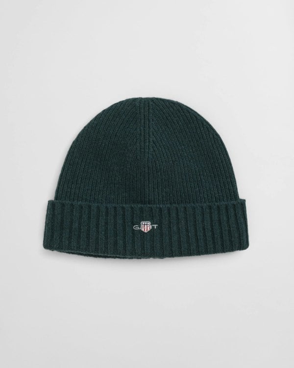 GANT Unisex Shield Wool Beanie - 374 Tartan Green