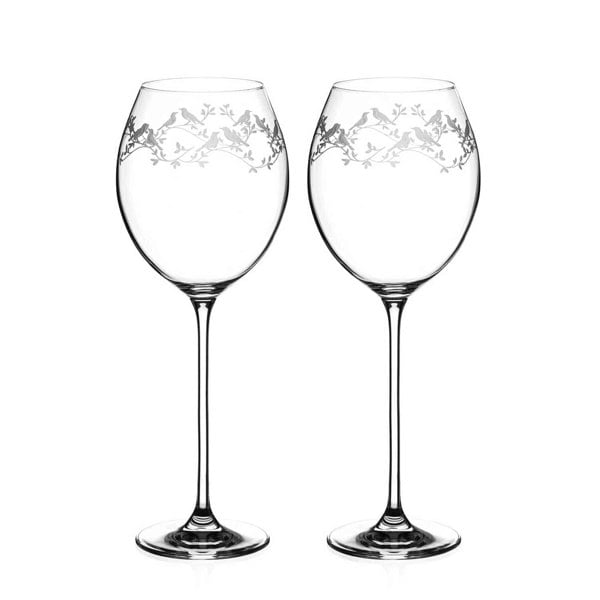 Diamante Birdsong Crystal Red Wine Glasses - Set of 2