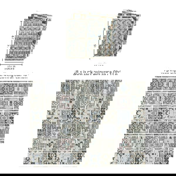 WT1586 - Vintage Blue Wall Tile Sticker Set - 15 x 15 cm (6 x 6 in) - 24 pcs