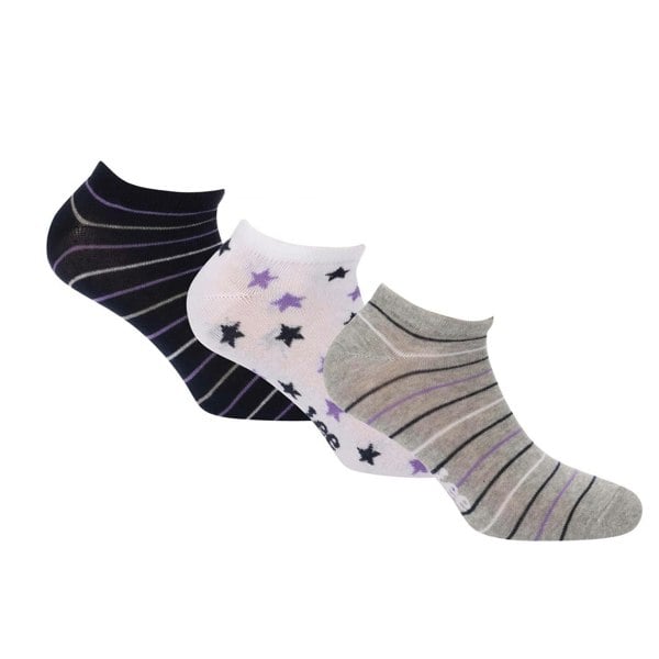 Lee Unisex Adult Assorted Designs Liner Socks (Pack of 3) - Grey/Black/White