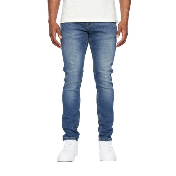 Duck And Cover Mens Overburg Tapered Jeans - Mid Wash