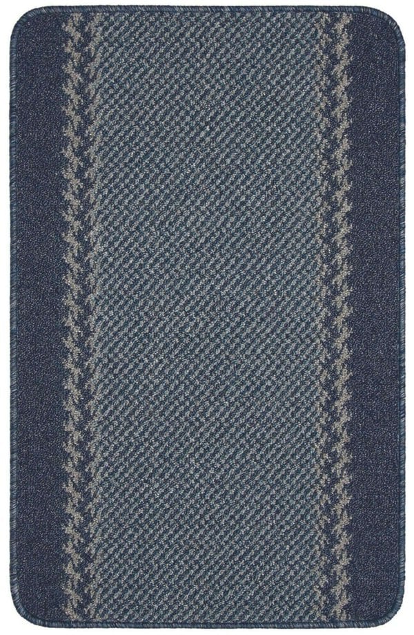 Machine Washable Blue Designer Mats | Bordered Line Design