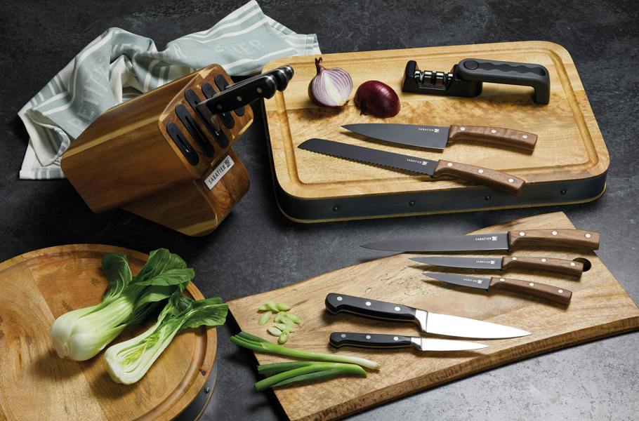 Sabatier Classic Edgekeeper Acacia 5 Piece Knife Block