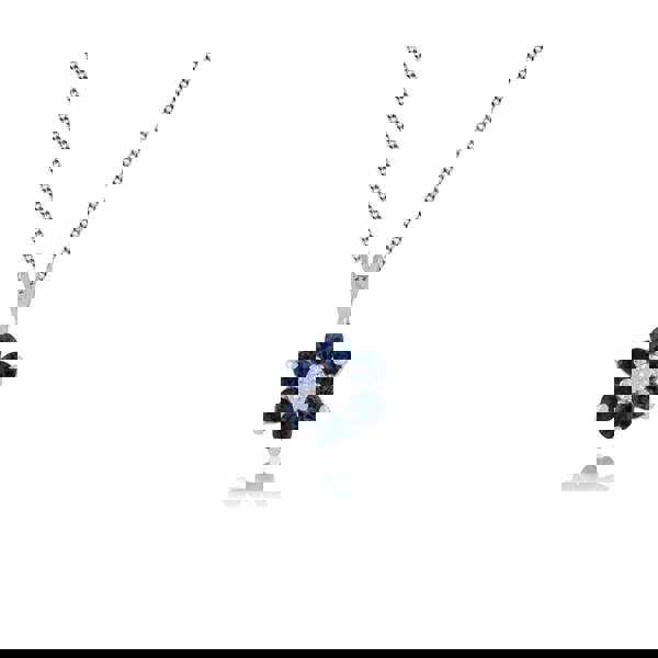 18887 Floral Round Sapphire & Diamond Cluster Pendant in 9ct White Gold 1