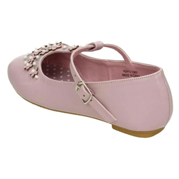 Spot On Girls Spot On Flat T-Bar Flower Trim Shoes