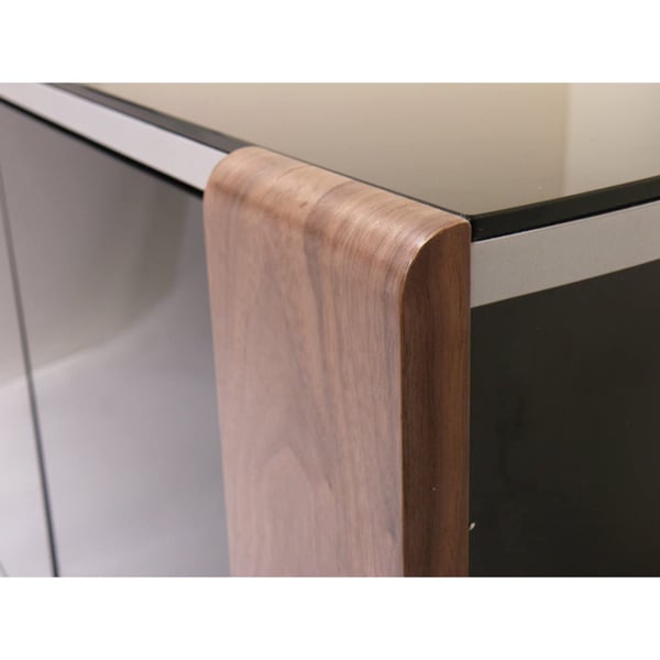 MDA Designs Sirius 1200 Black with Remote Friendly Beam Thru Glass Door and Walnut/Oak Profiles for up to 55" LCD/Plasma/LED Cabinet TV Stand